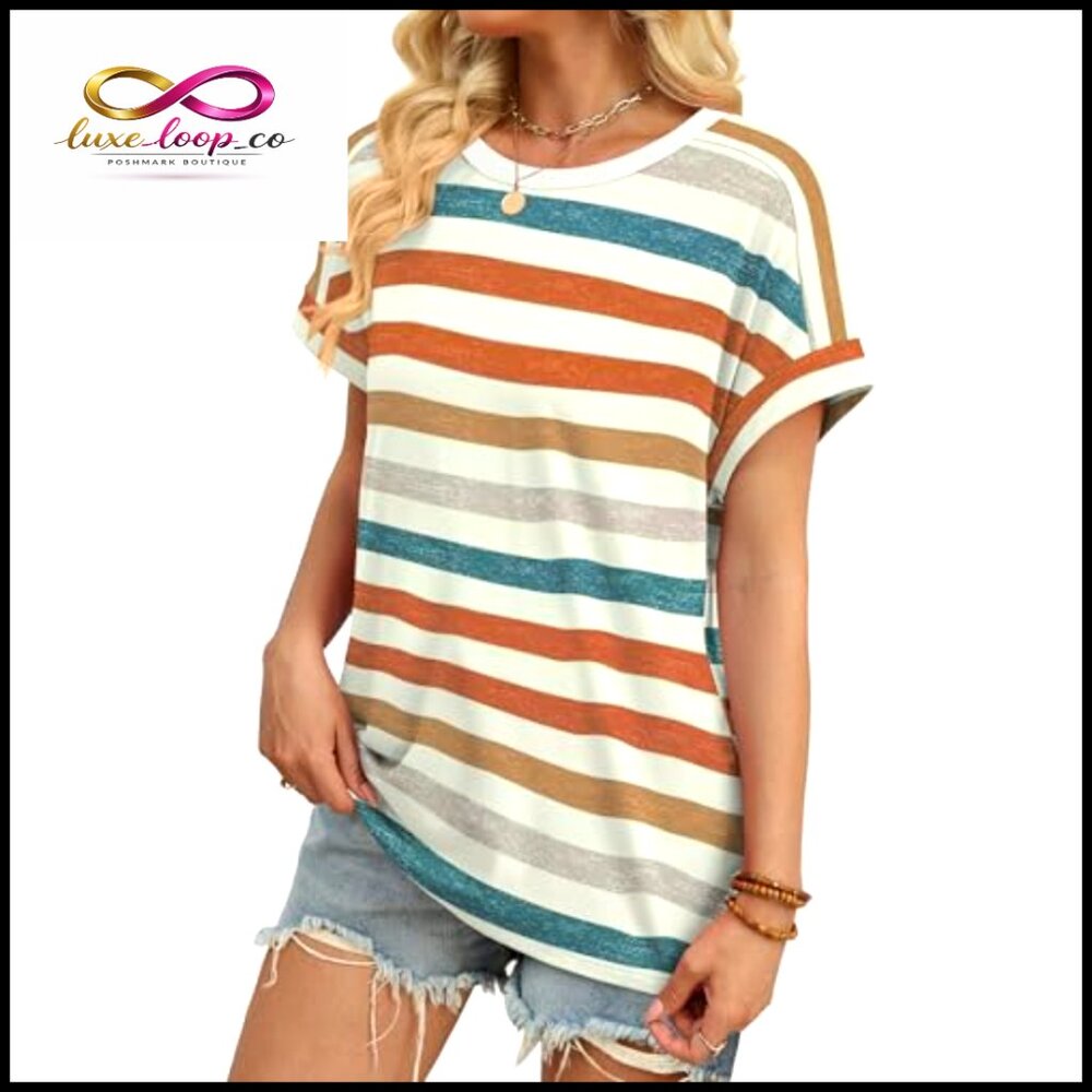 Soft Polyester Spandex Short Sleeve T-Shirt Regular Fit Crew Neck Casual - Picture 3 of 7